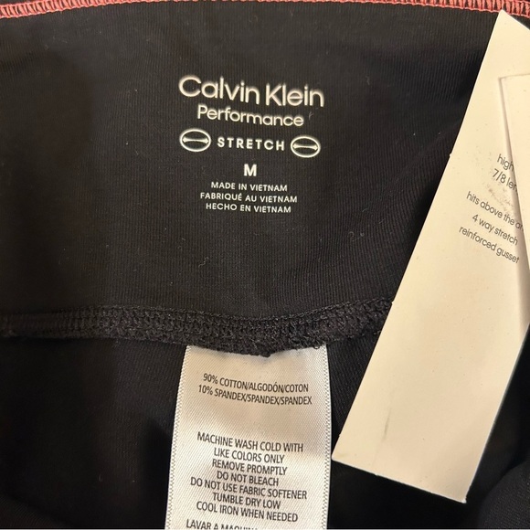 Calvin Klein Performance Stretch High Waist 7/8 legging in Black/Pink Size M - Picture 7 of 7